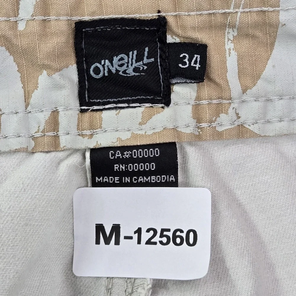 O'Neill Men Shorts 34 Beige Logo Embroidery Cargo Twill Button 12